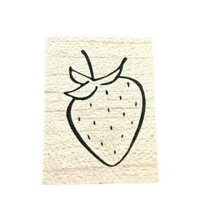 Single Mini Strawberry Rubber Stamp